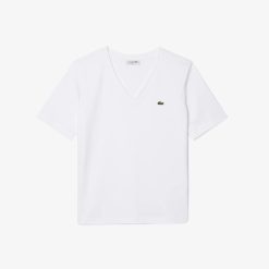 T-Shirts | LACOSTE T-Shirt Relaxed Fit En Jersey De Coton Doux Col V