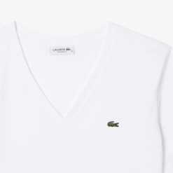 T-Shirts | LACOSTE T-Shirt Relaxed Fit En Jersey De Coton Doux Col V