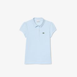 Vetements Fille | LACOSTE Polo Fille Lacoste En Mini Pique Avec Col Festonne