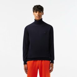 Pullovers | LACOSTE Pull A Col Roule En Laine Merinos Unie