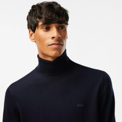 Pullovers | LACOSTE Pull A Col Roule En Laine Merinos Unie