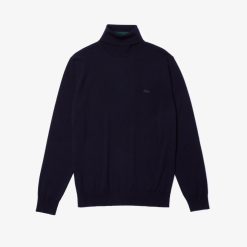 Pullovers | LACOSTE Pull A Col Roule En Laine Merinos Unie