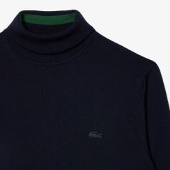 Pullovers | LACOSTE Pull A Col Roule En Laine Merinos Unie