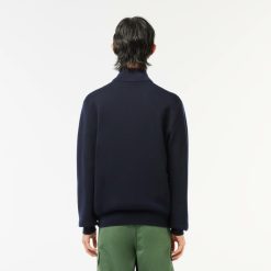 Pullovers | LACOSTE Cardigan Zippe A Col Montant En Laine Unie