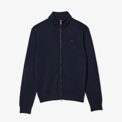 Pullovers | LACOSTE Cardigan Zippe A Col Montant En Laine Unie