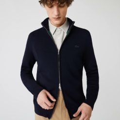 Pullovers | LACOSTE Cardigan Zippe A Col Montant En Laine Unie