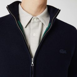 Pullovers | LACOSTE Cardigan Zippe A Col Montant En Laine Unie