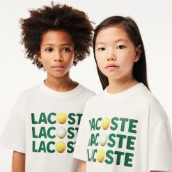 Vetements Fille | LACOSTE T-Shirt Relaxed Fit En Coton Balles De Tennis