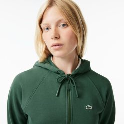 Sweatshirts | LACOSTE Sweatshirt Zippe A Capuche Jogger Femme Lacoste En Molleton Biologique