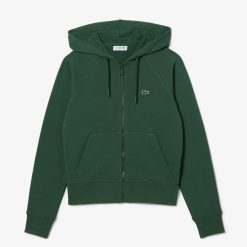 Sweatshirts | LACOSTE Sweatshirt Zippe A Capuche Jogger Femme Lacoste En Molleton Biologique