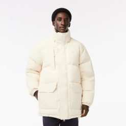 Manteaux & Vestes | LACOSTE Doudoune Mi-Longue Deperlante En Duvet Avec Capuche Amovible