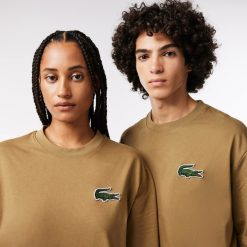 T-Shirts | LACOSTE T-Shirt Unie Loose Fit Avec Grand Crocodile Coton Epais