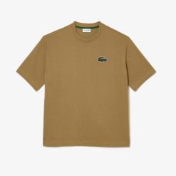 T-Shirts | LACOSTE T-Shirt Unie Loose Fit Avec Grand Crocodile Coton Epais