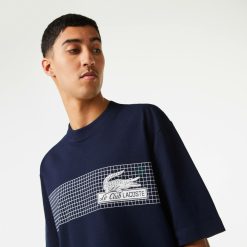 T-Shirts | LACOSTE T-Shirt Homme Lacoste Oversize Fit Imprime Inspiration Tennis