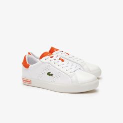 Sneakers | LACOSTE Sneakers Powercourt 2.0 Femme En Cuir Orange