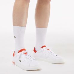 Sneakers | LACOSTE Sneakers Powercourt 2.0 Femme En Cuir Orange