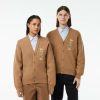 Pullovers | LACOSTE Cardigan Double Face Laine Et Coton Avec Crocodiles Iconiques