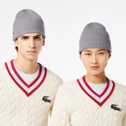 Chapeaux & Casquettes | LACOSTE Bonnet En Laine Cotelee