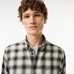 Chemises | LACOSTE Chemise A Carreaux En Flanelle De Coton Et Laine