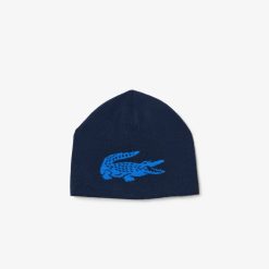 Chapeaux & Casquettes | LACOSTE Bonnet Unie Lacoste Reversible Avec Crocodile Contraste