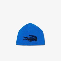 Chapeaux & Casquettes | LACOSTE Bonnet Unie Lacoste Reversible Avec Crocodile Contraste