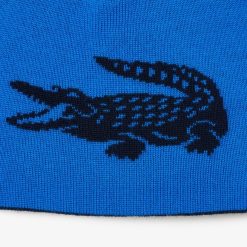 Chapeaux & Casquettes | LACOSTE Bonnet Unie Lacoste Reversible Avec Crocodile Contraste