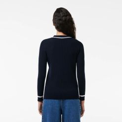 Pullovers | LACOSTE Cardigan Col V Maille 3D Cotelee