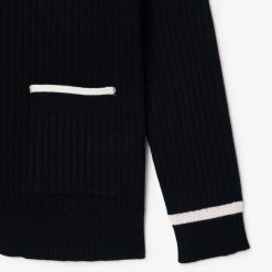 Pullovers | LACOSTE Cardigan Col V Maille 3D Cotelee