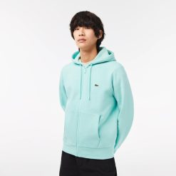 Sweatshirts | LACOSTE Sweatshirt Jogger Zippe Homme En Molleton Lacoste Avec Poche Kangourou