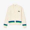 Pullovers | LACOSTE Cardigan En Laine Torsadee Avec Rayures