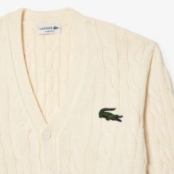 Pullovers | LACOSTE Cardigan En Laine Torsadee Avec Rayures