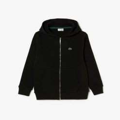 Vetements Fille | LACOSTE Sweatshirt Zippe A Capuche Enfant Lacoste Avec Poche Kangourou