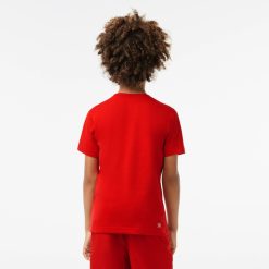 Vetements Garcon | LACOSTE T-Shirt Garcon Lacoste Sport En Coton Melange Respirant Uni