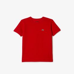 Vetements Garcon | LACOSTE T-Shirt Garcon Lacoste Sport En Coton Melange Respirant Uni