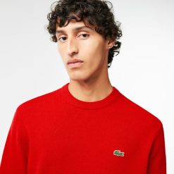 Pullovers | LACOSTE Pull A Col Rond En Laine Unie