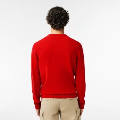 Pullovers | LACOSTE Pull A Col Rond En Laine Unie