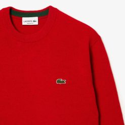 Pullovers | LACOSTE Pull A Col Rond En Laine Unie