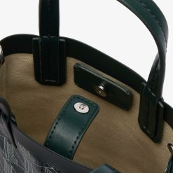 Sacs A Bandouliere | LACOSTE Mini Sac Cabas Zely Monogramme En Toile Enduite