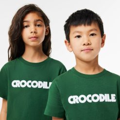 Vetements Fille | LACOSTE T-Shirt En Coton Imprime Crocodile