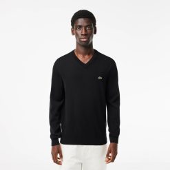 Pullovers | LACOSTE Pull A Col V En Coton Biologique Uni