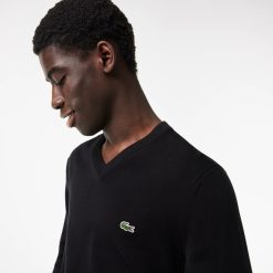 Pullovers | LACOSTE Pull A Col V En Coton Biologique Uni