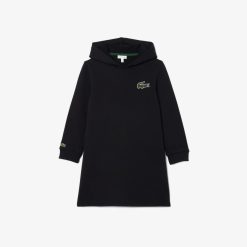 Vetements Fille | LACOSTE Robe Sweatshirt A Capuche En Molleton De Coton