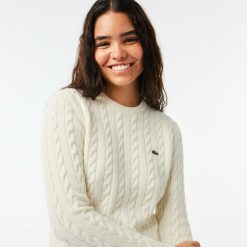 Pullovers | LACOSTE Pull A Torsades Moulinees En Laine Et Coton