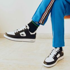 Sneakers | LACOSTE Sneakers Court Cage Homme En Cuir Tons Contrastes