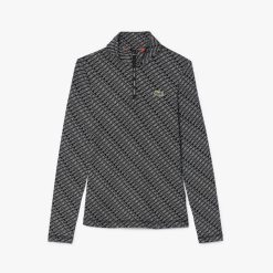 Polos | LACOSTE Polo Manches Longues Col Zippe Imprime Sigle