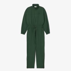 Robes & Jupes | LACOSTE Combinaison Texturee A Col Zippe Avec Ceinture