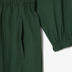 Robes & Jupes | LACOSTE Combinaison Texturee A Col Zippe Avec Ceinture