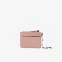 Portefeuilles & Petite Maroquinerie | LACOSTE Porte-Cartes Femme Origin Croc Lacoste Avec Mousqueton En Cuir Graine