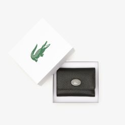 Portefeuilles & Petite Maroquinerie | LACOSTE Porte-Monnaie A Rabat Femme Lacoste En Cuir Graine