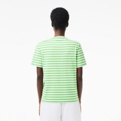 T-Shirts | LACOSTE T-Shirt Femme Loose Fit Lacoste A Rayures En Jersey De Coton